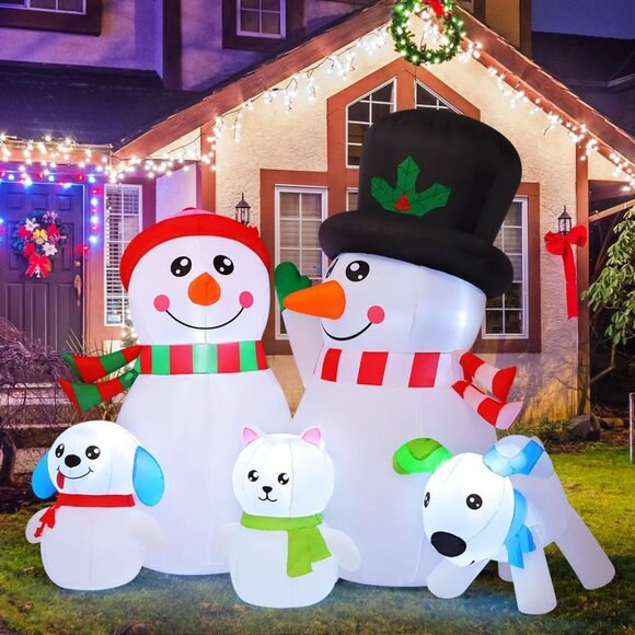 6.8FT Christmas Inflatable Snowman Family Outdoor Yard Decor w/ LED Lights Xmas - Picture 4 of 6